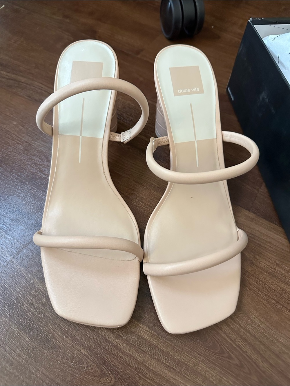Dolce Vita Beige Nude Minimal Double-Strap Heeled Sandals